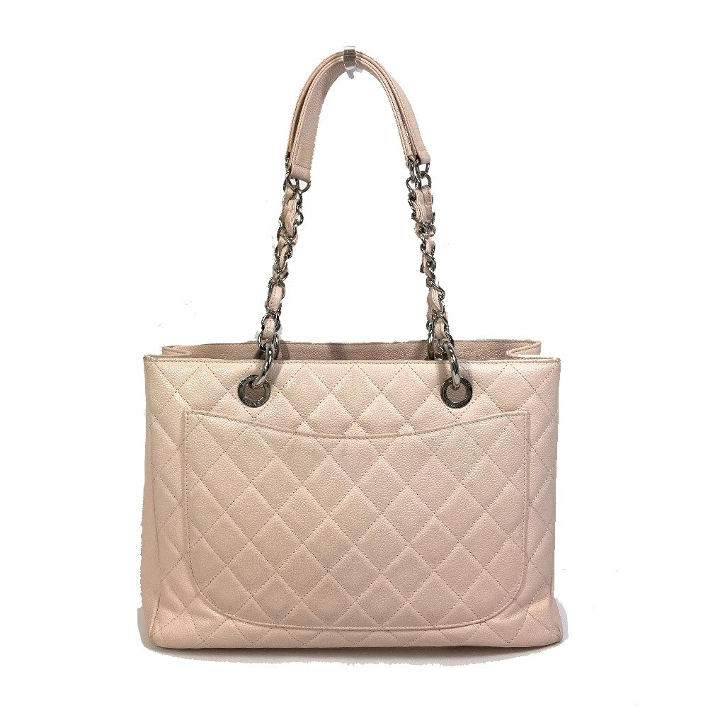 CHANEL Tote Bag A50995 Caviar skin pink CC COCO Mark Matrasse Women Used Authentic