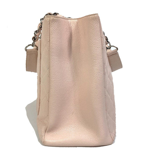 CHANEL Tote Bag A50995 Caviar skin pink CC COCO Mark Matrasse Women Used Authentic
