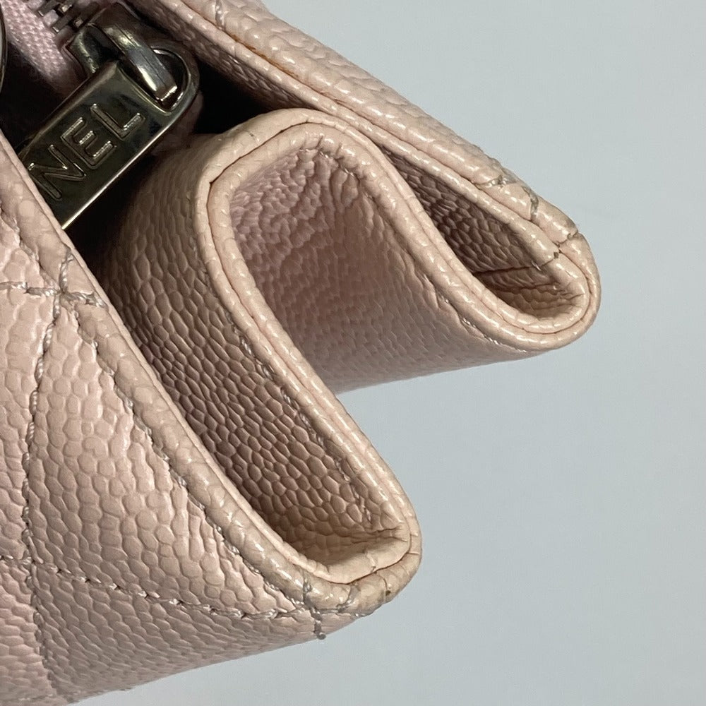 CHANEL Tote Bag A50995 Caviar skin pink CC COCO Mark Matrasse Women Used Authentic