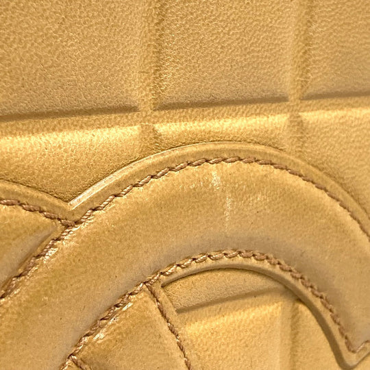 CHANEL Tote Bag A17809 Calfskin beige CCCOCO Mark Chocolate bar Women Used Authentic