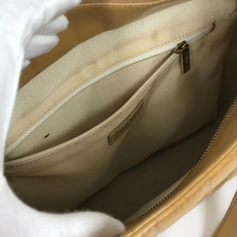 CHANEL Tote Bag A17809 Calfskin beige CCCOCO Mark Chocolate bar Women Used Authentic