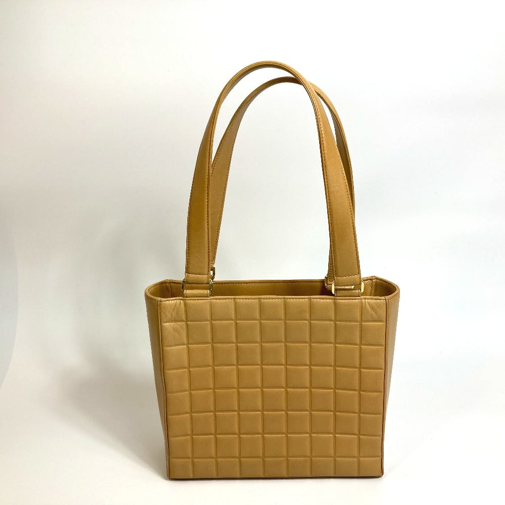 CHANEL Tote Bag A17809 Calfskin beige CCCOCO Mark Chocolate bar Women Used Authentic