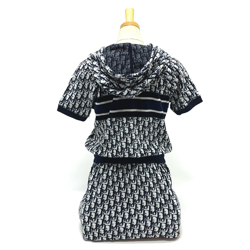 Dior one piece 123R02A4022 cotton Navy Oblique Fleece short dress Women XS Used Authentic