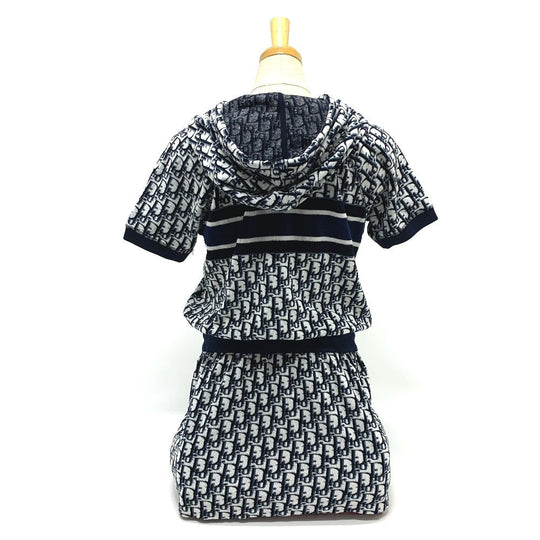 Dior one piece 123R02A4022 cotton Navy Oblique Fleece short dress Women XS Used Authentic