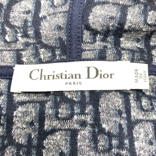 Dior one piece 123R02A4022 cotton Navy Oblique Fleece short dress Women XS Used Authentic