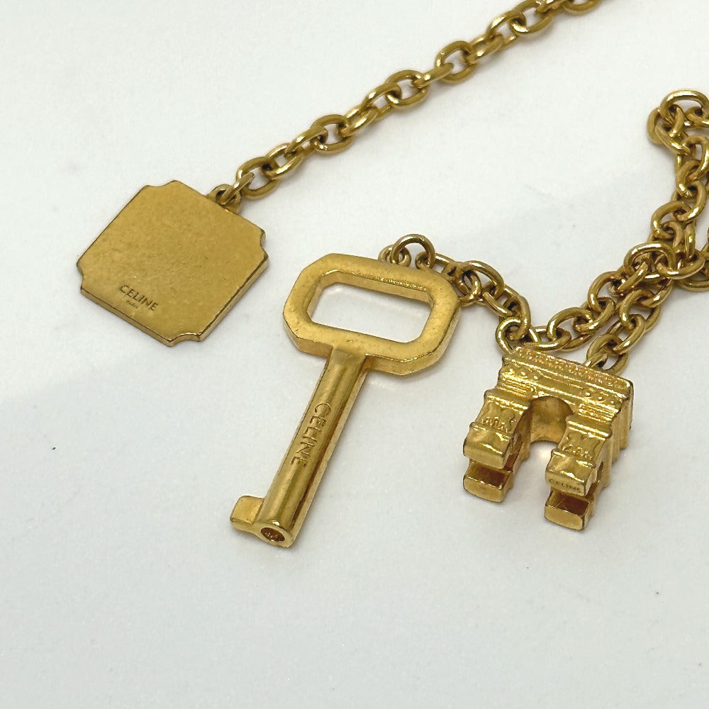 CELINE key ring Gold Plated gold Handcuff motif Triomphe Women Used Authentic