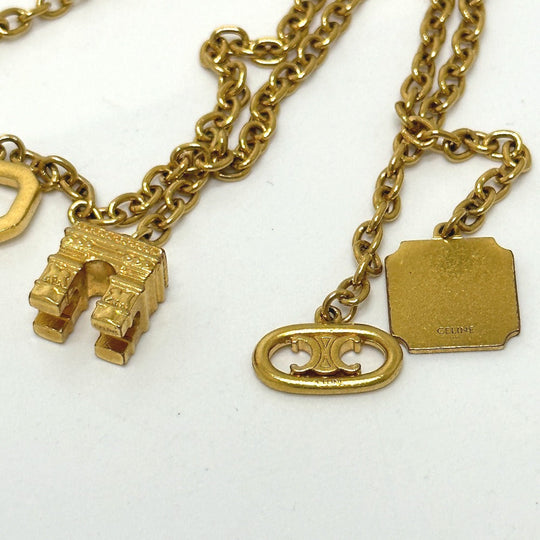 CELINE key ring Gold Plated gold Handcuff motif Triomphe Women Used Authentic