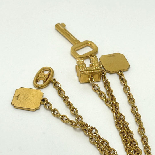 CELINE key ring Gold Plated gold Handcuff motif Triomphe Women Used Authentic