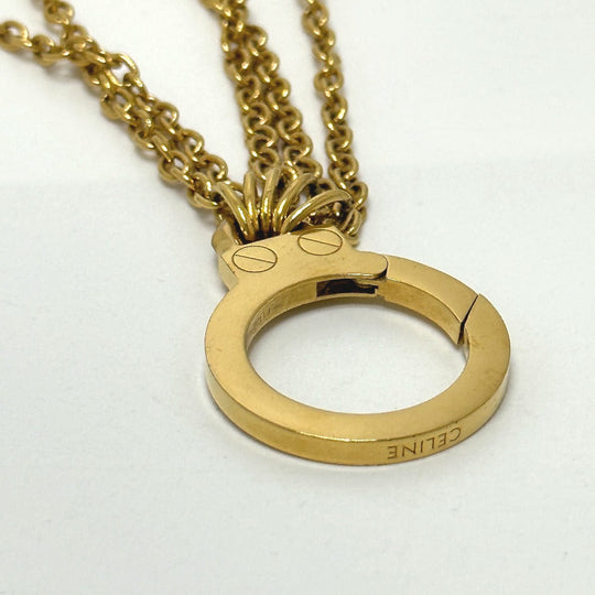CELINE key ring Gold Plated gold Handcuff motif Triomphe Women Used Authentic