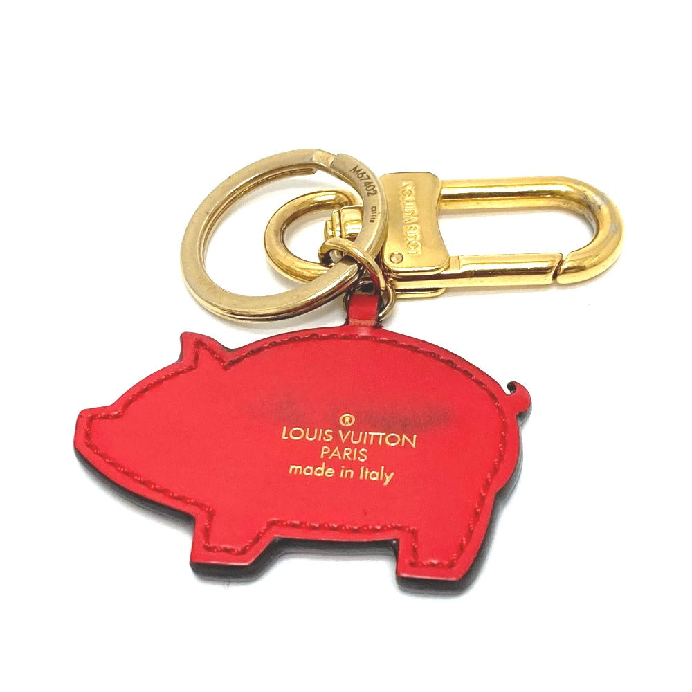 LOUIS VUITTON Key ring M67402 leather pink Monogram Portocre Superstition Pig Women Used Authentic