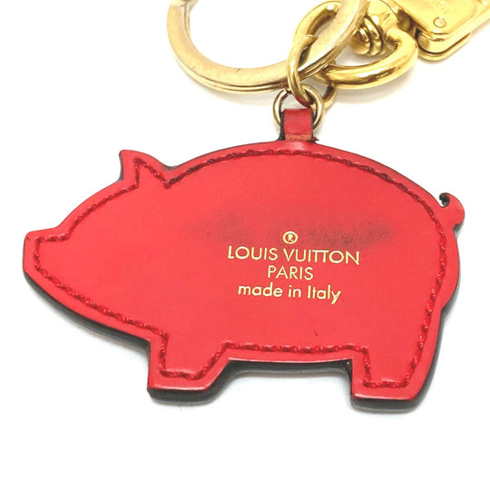 LOUIS VUITTON Key ring M67402 leather pink Monogram Portocre Superstition Pig Women Used Authentic