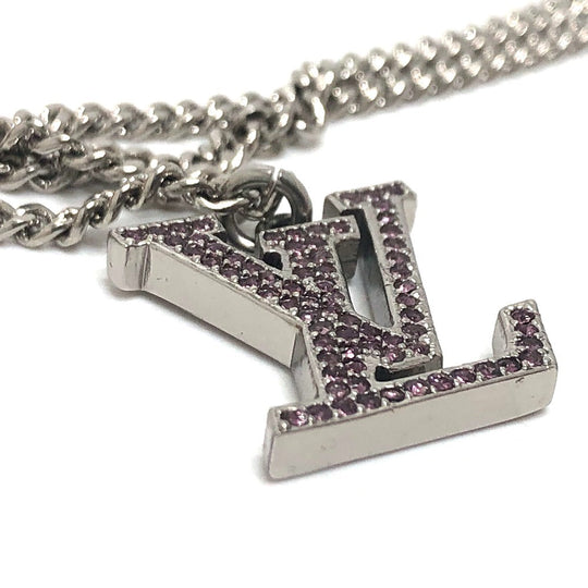 LOUIS VUITTON Necklace MP2927 Stainless Steel Silver LV Dragon LV Friend Strass mens Used Authentic