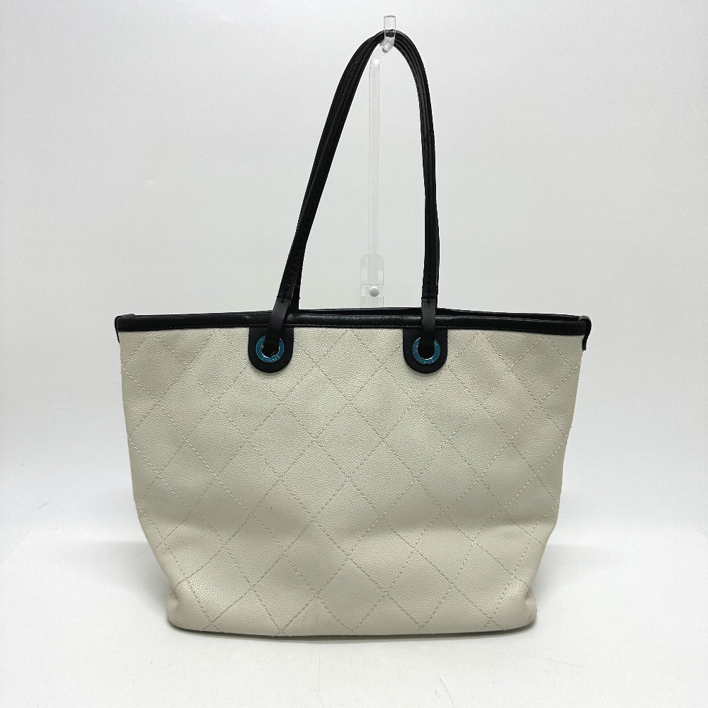 CHANEL Tote Bag Caviar skin white CC COCO Mark Matrasse