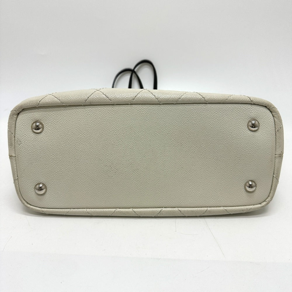 CHANEL Tote Bag Caviar skin white CC COCO Mark Matrasse