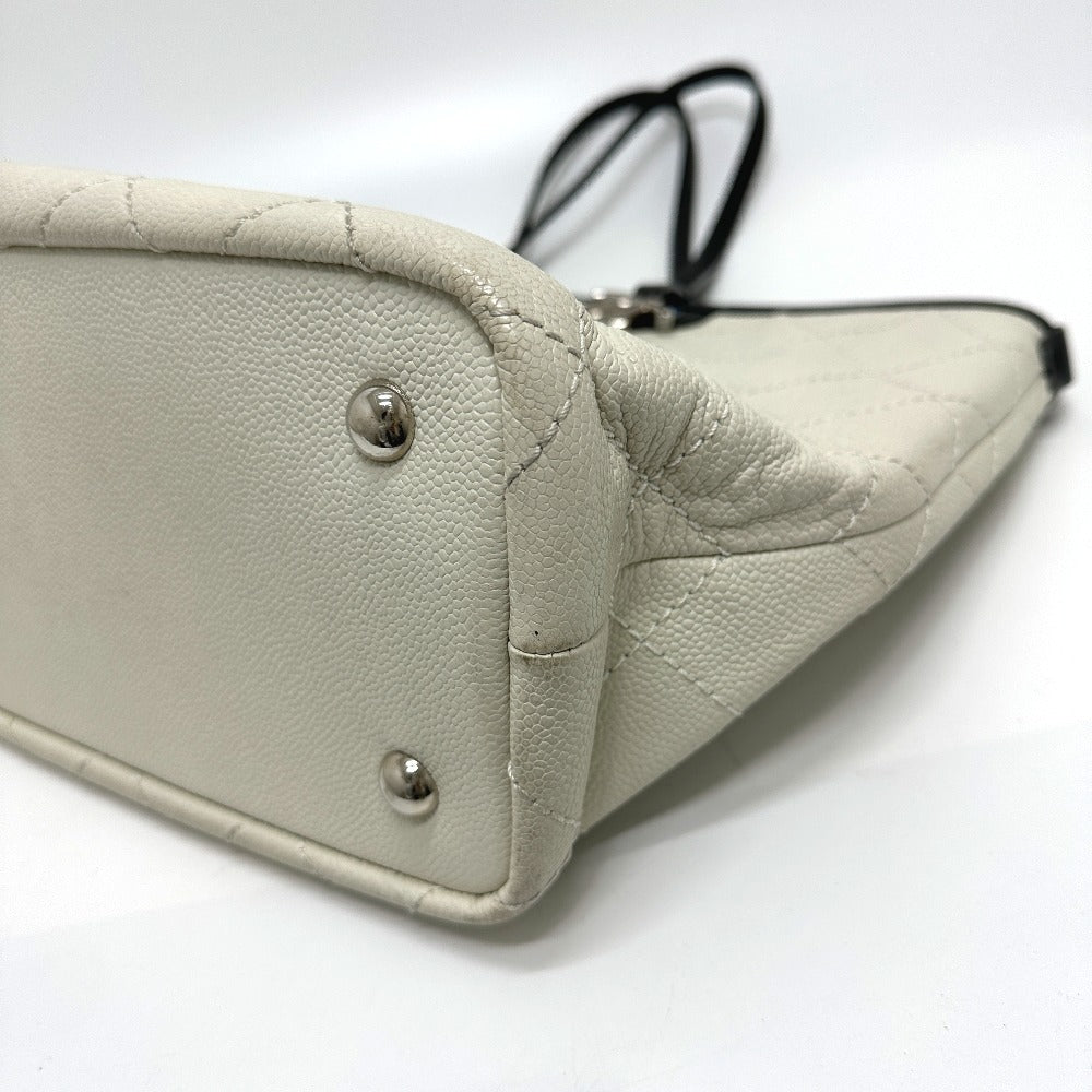 CHANEL Tote Bag Caviar skin white CC COCO Mark Matrasse