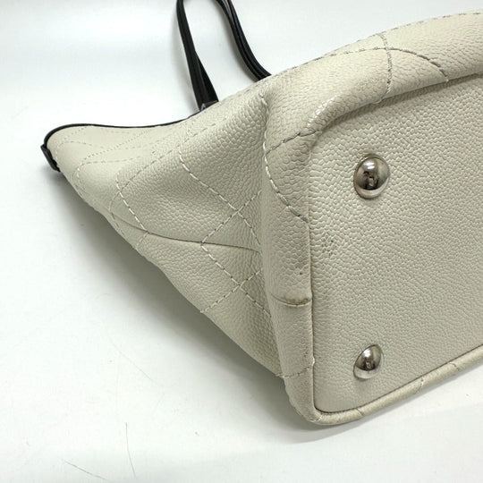 CHANEL Tote Bag Caviar skin white CC COCO Mark Matrasse
