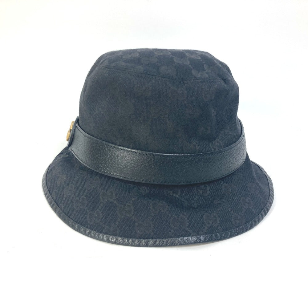 GUCCI hat 576587 GG canvas black GG Bucket hat mens M Used Authentic