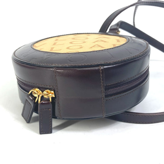 BVLGARI Shoulder Bag Canvas / leather Brown Logo mania Women Used Authentic