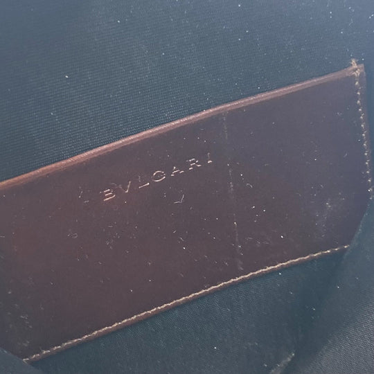 BVLGARI Shoulder Bag Canvas / leather Brown Logo mania Women Used Authentic