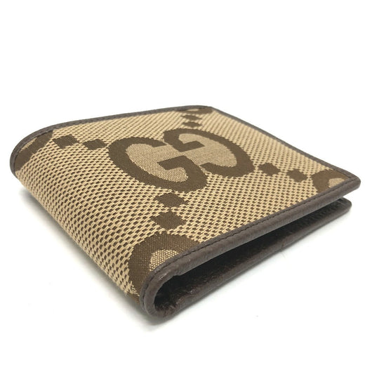 GUCCI Folded wallet 699314 GG canvas beige GG jumbo Women Used Authentic