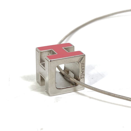 HERMES Necklace metal Silver H cube Cardue Ash Women Used Authentic
