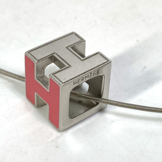 HERMES Necklace metal Silver H cube Cardue Ash Women Used Authentic
