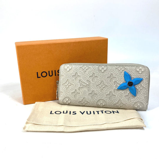 LOUIS VUITTON Long Wallet Purse M81573 Taurillon Clemence Leather gray Monogram Zippy Wallet Vertical mens Used Authentic