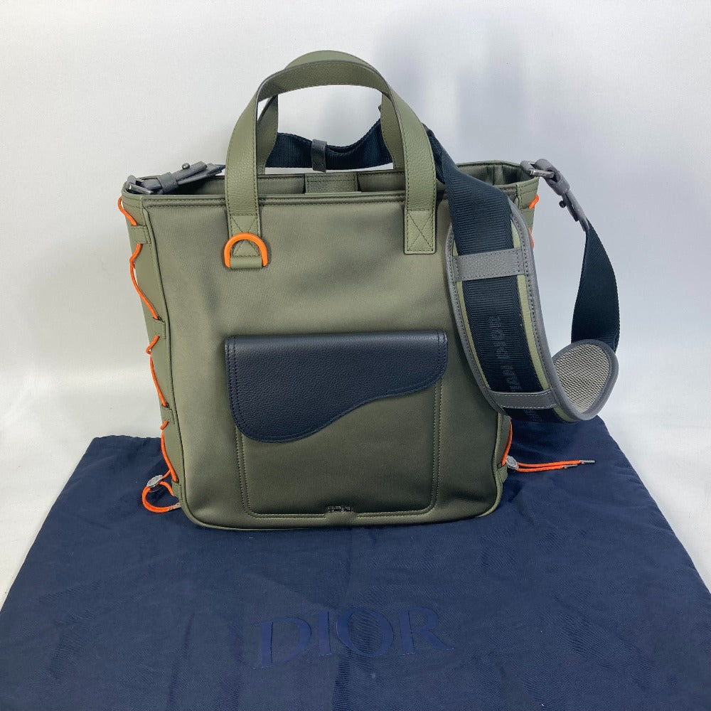 Dior Tote Bag 1ADSH198USF Nylon, Leather khaki sacai sacai collaboration Saddle bag mens Used Authentic