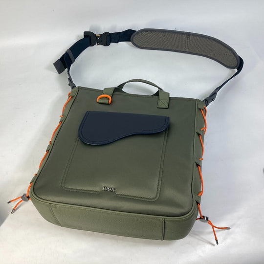 Dior Tote Bag 1ADSH198USF Nylon, Leather khaki sacai sacai collaboration Saddle bag mens Used Authentic