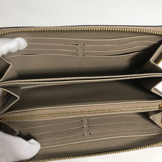 LOUIS VUITTON Long Wallet Purse M69794 Monogram Ann Platt Leather beige Monogram Ann Platt Zippy wallet Women Used Authentic