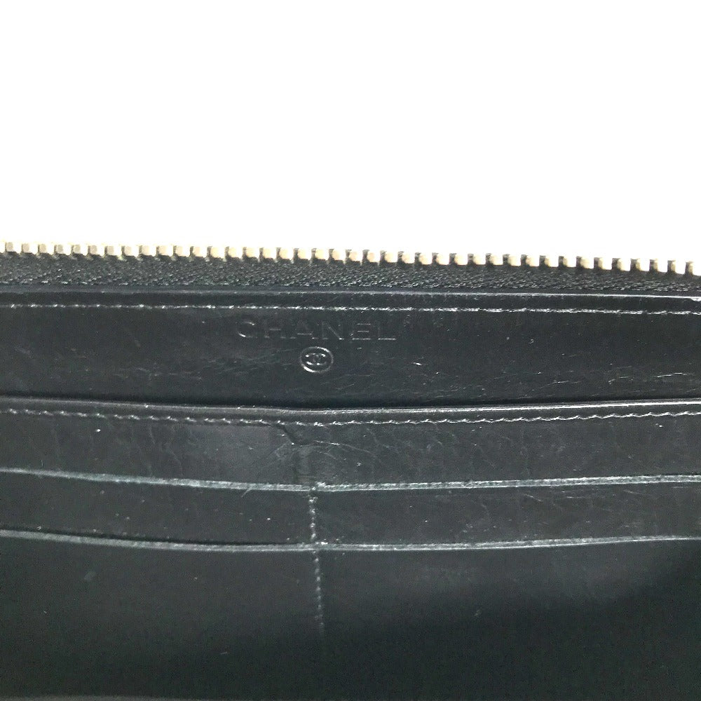CHANEL Long Wallet Purse A82184 leather black Zip Around VOTEZ COCO Logo embossing Women Used Authentic