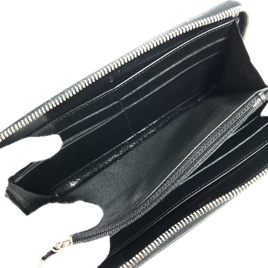 CHANEL Long Wallet Purse A82184 leather black Zip Around VOTEZ COCO Logo embossing Women Used Authentic