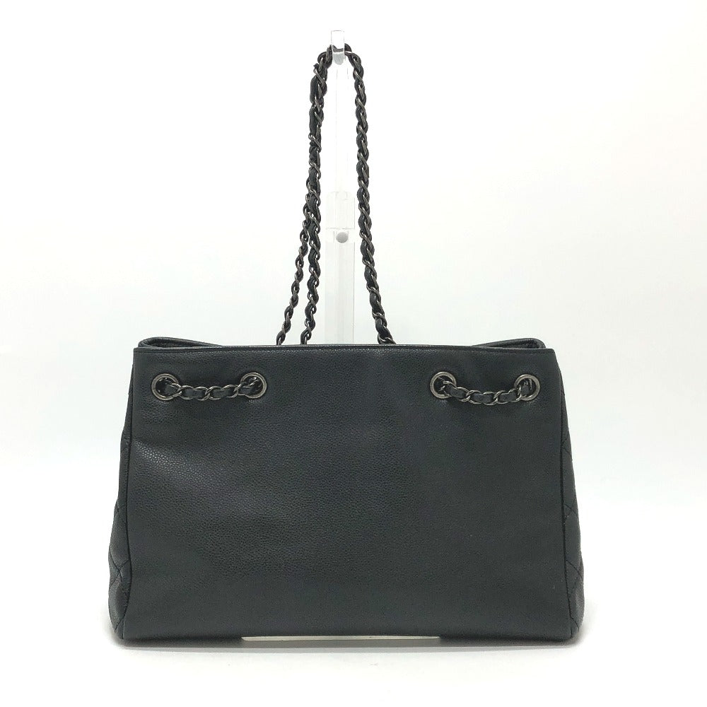 CHANEL Shoulder Bag Caviar skin gray CC COCO Mark Tote Bag Women Used Authentic