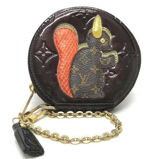 LOUIS VUITTON Coin case M91386 Monogram Vernis purple Monogram Vernis portomone ecruil Women Used Authentic