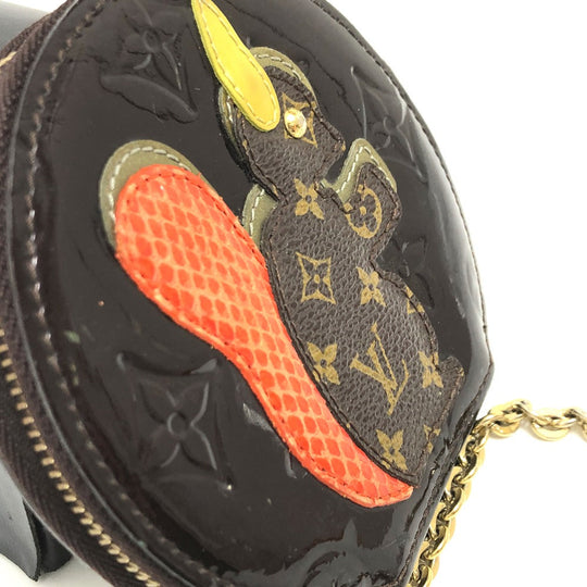 LOUIS VUITTON Coin case M91386 Monogram Vernis purple Monogram Vernis portomone ecruil Women Used Authentic