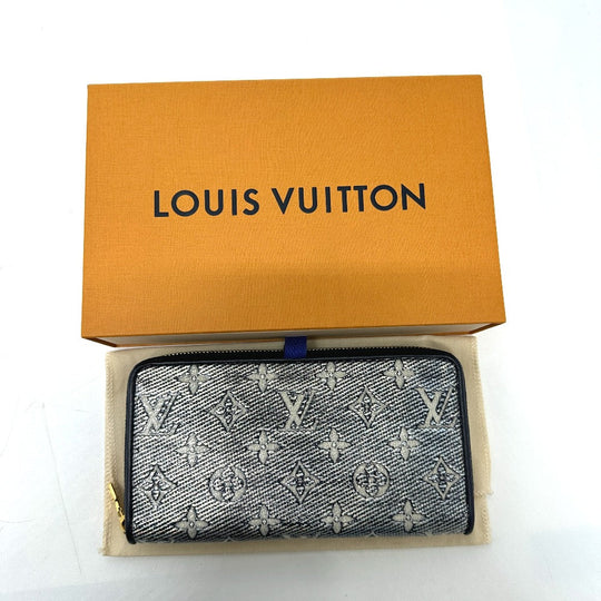 LOUIS VUITTON Long Wallet Purse M82468 Fabric / Monogram Jacquard Navy Monogram jacquard Zippy wallet Women Used Authentic