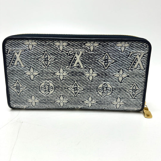 LOUIS VUITTON Long Wallet Purse M82468 Fabric / Monogram Jacquard Navy Monogram jacquard Zippy wallet Women Used Authentic