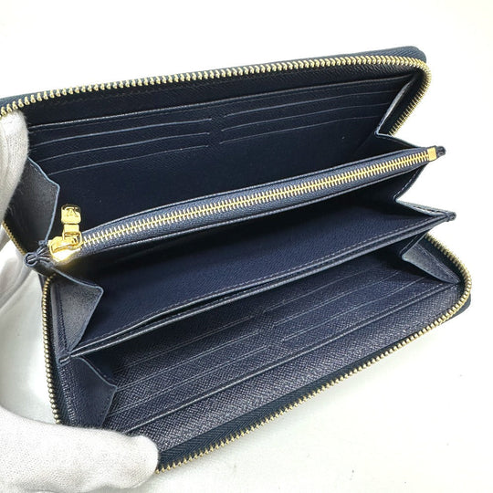 LOUIS VUITTON Long Wallet Purse M82468 Fabric / Monogram Jacquard Navy Monogram jacquard Zippy wallet Women Used Authentic