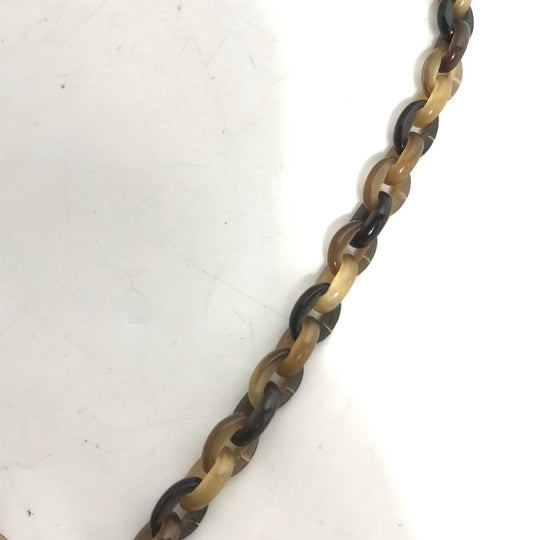 HERMES Necklace Buffalo horn Brown Heart Horn Pendant Women Used Authentic
