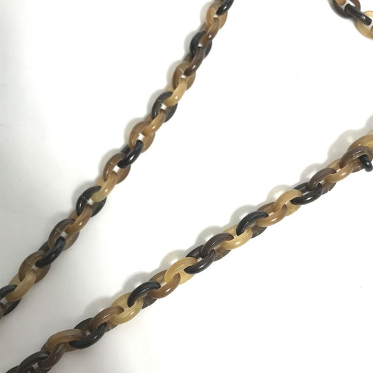 HERMES Necklace Buffalo horn Brown Heart Horn Pendant Women Used Authentic
