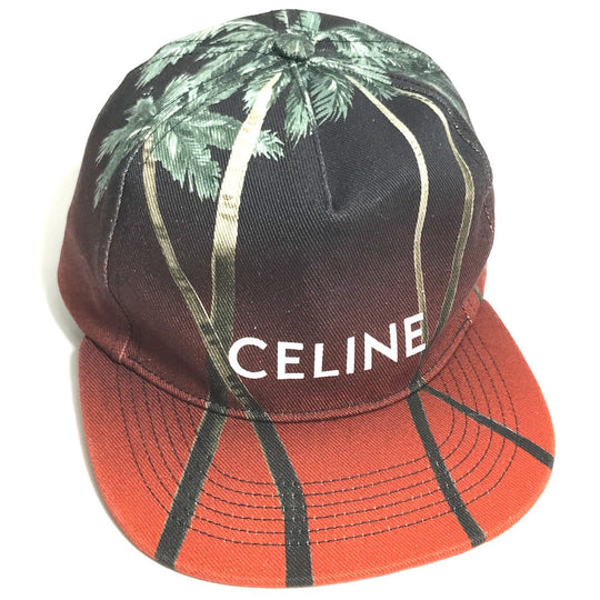 CELINE cap 2AUU1702Q cotton Brown type logo Street Style Cap Women L Used Authentic