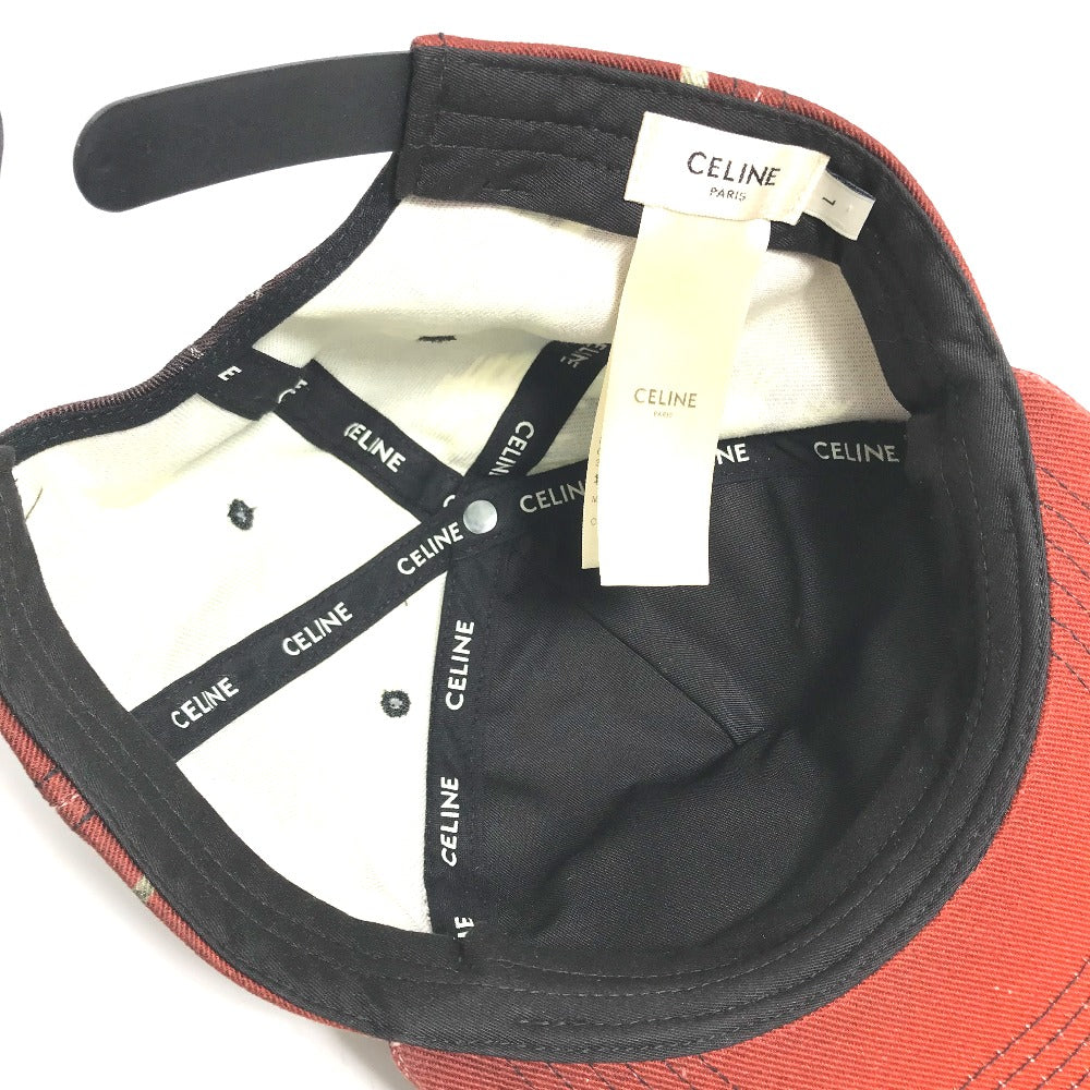 CELINE cap 2AUU1702Q cotton Brown type logo Street Style Cap Women L Used Authentic