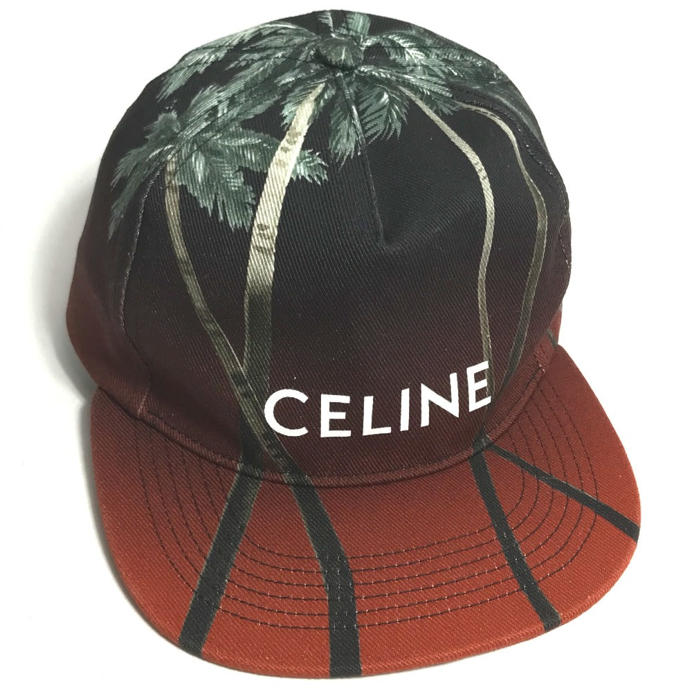 CELINE cap 2AUU1702Q cotton Brown type logo Street Style Cap Women L Used Authentic