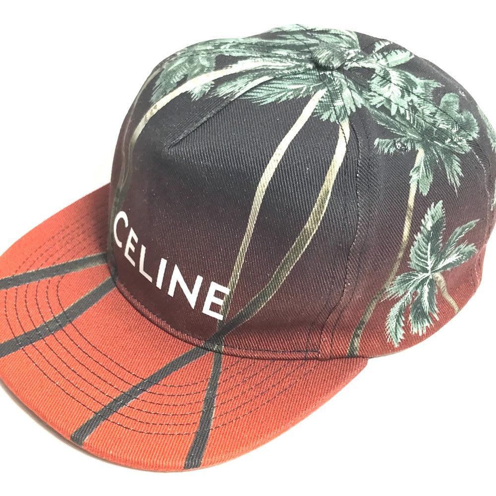 CELINE cap 2AUU1702Q cotton Brown type logo Street Style Cap Women L Used Authentic