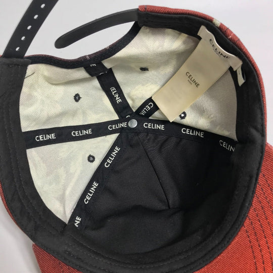 CELINE cap 2AUU1702Q cotton Brown type logo Street Style Cap Women L Used Authentic
