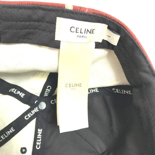 CELINE cap 2AUU1702Q cotton Brown type logo Street Style Cap Women L Used Authentic