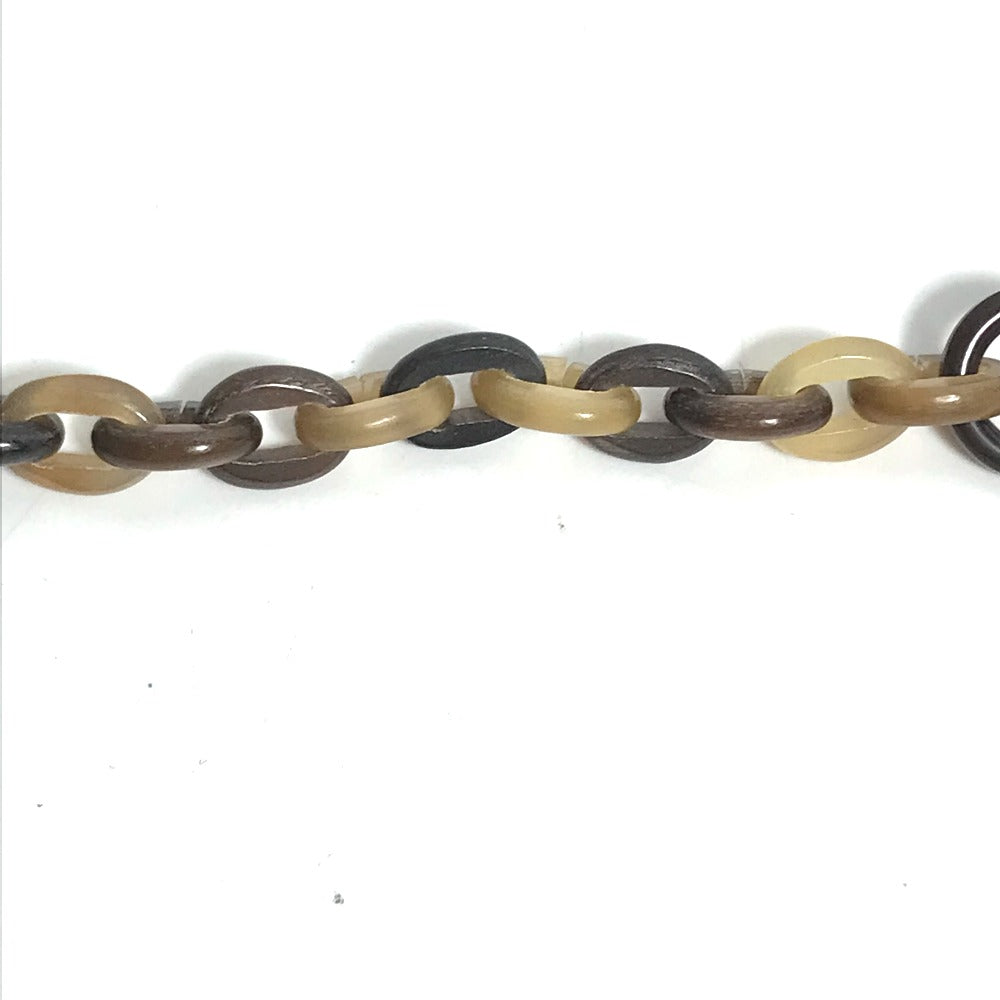 HERMES Necklace Buffalo horn Brown Accessories Heart Horn Pendant Women Used Authentic
