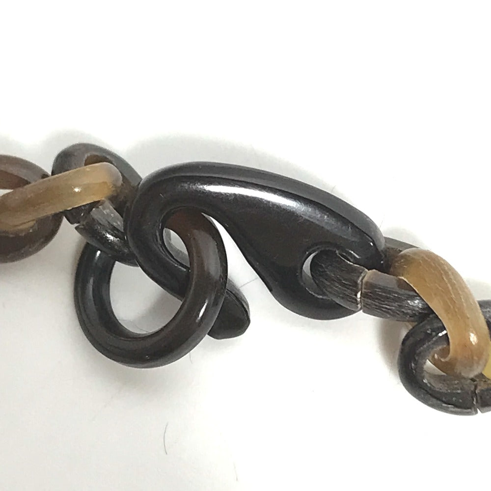HERMES Necklace Buffalo horn Brown Accessories Heart Horn Pendant Women Used Authentic