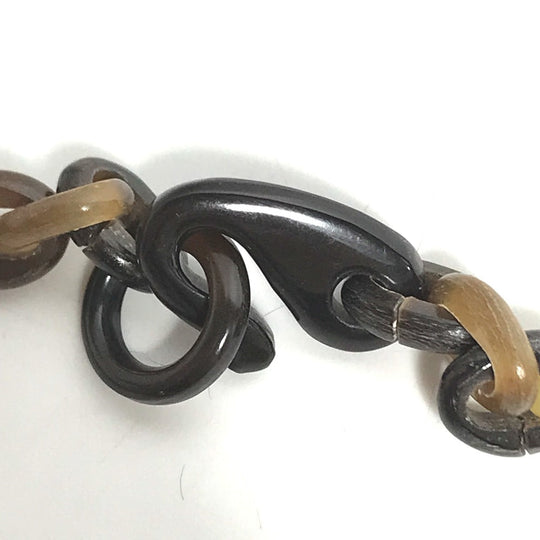 HERMES Necklace Buffalo horn Brown Accessories Heart Horn Pendant Women Used Authentic