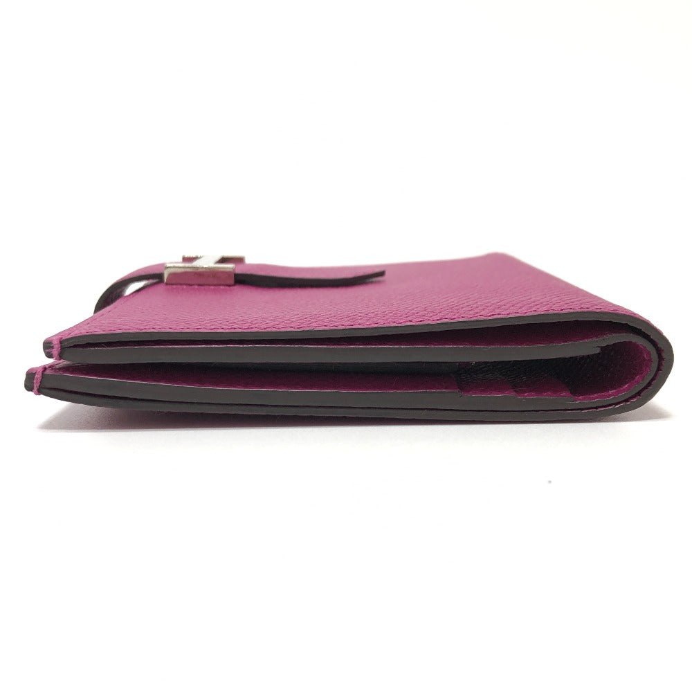 HERMES Folded wallet Epsom purple HMetal Bean compact Women Used Authentic